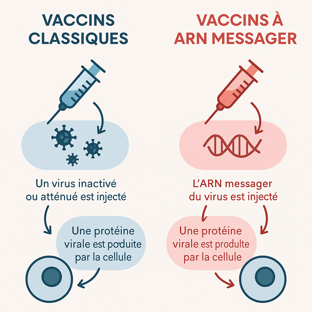 Différences entre vaccins à ARN messager et vaccins classiques