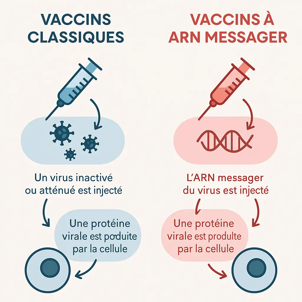 Différences entre vaccins à ARN messager et vaccins classiques