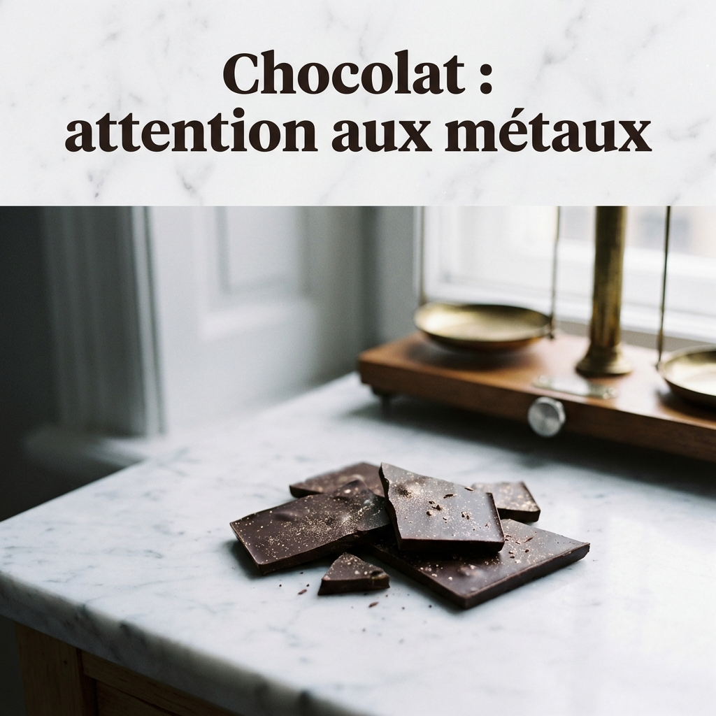 cadmium dans le cacao, chocolat noir danger, métaux lourds chocolat, toxicité cadmium, contamination chocolat bio, métaux lourds chocolat noir