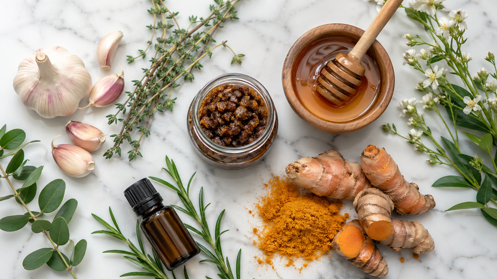 Plantes antibactériennes naturelles : ail, thym, propolis, miel de Manuka - Blog des Editions marco pietteur