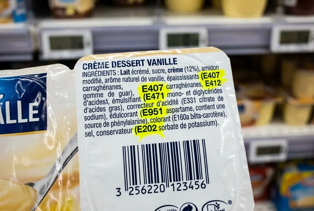 Étiquette produit ultra-transformé illustrant la classification NOVA des aliments