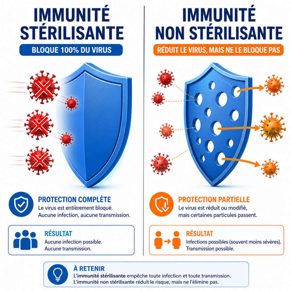 Immunité stérilisante VS non stérilisante