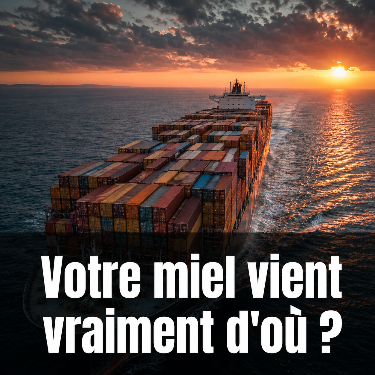Cargo traversant l'Atlantique illustrant l'importation de faux miel industriel via le Mercosur