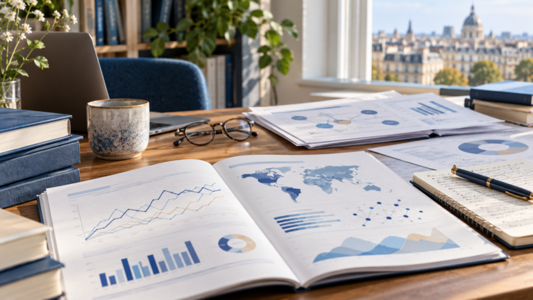 Documents et graphiques sur une table de recherche