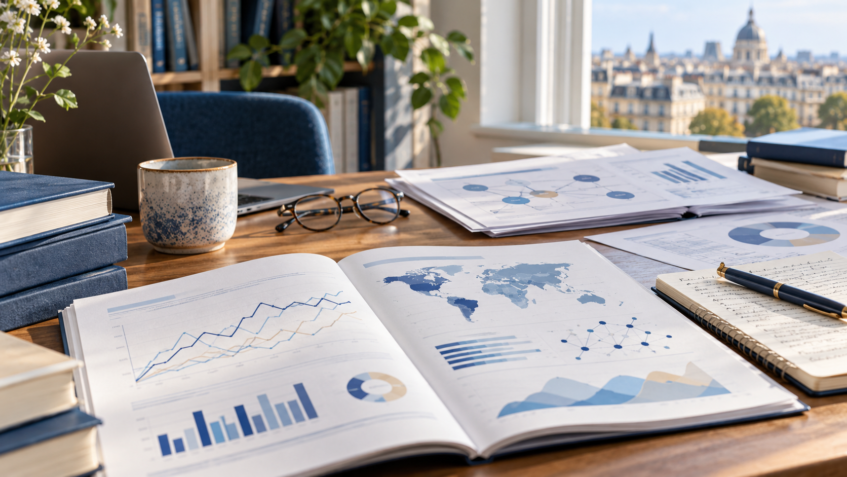 Documents et graphiques sur une table de recherche