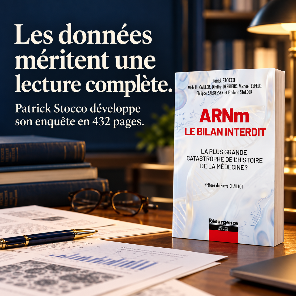 Patrick Stocco et la couverture de ARNm: le bilan interdit, enquête de 432 pages